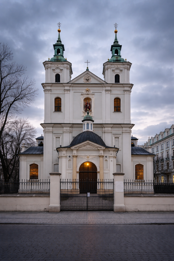 St. Florian’s Church (Kościół św. Floriana) A Baroque church at the end of Floriańska Street, dedicated to the city’s patron saint and historically linked to royal processions entering Krakow.