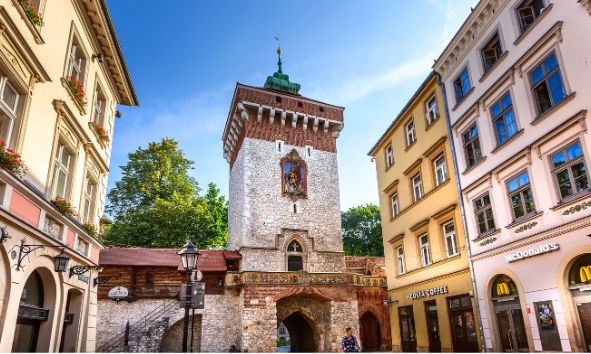 Florian Gate - a historic medieval gate marking the northern entrance to Krakow’s Old Town
