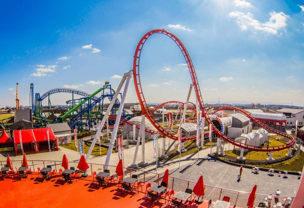Energylandia The largest amusement park in Poland, offering rollercoasters, family attractions, water zones and entertainment for all ages.