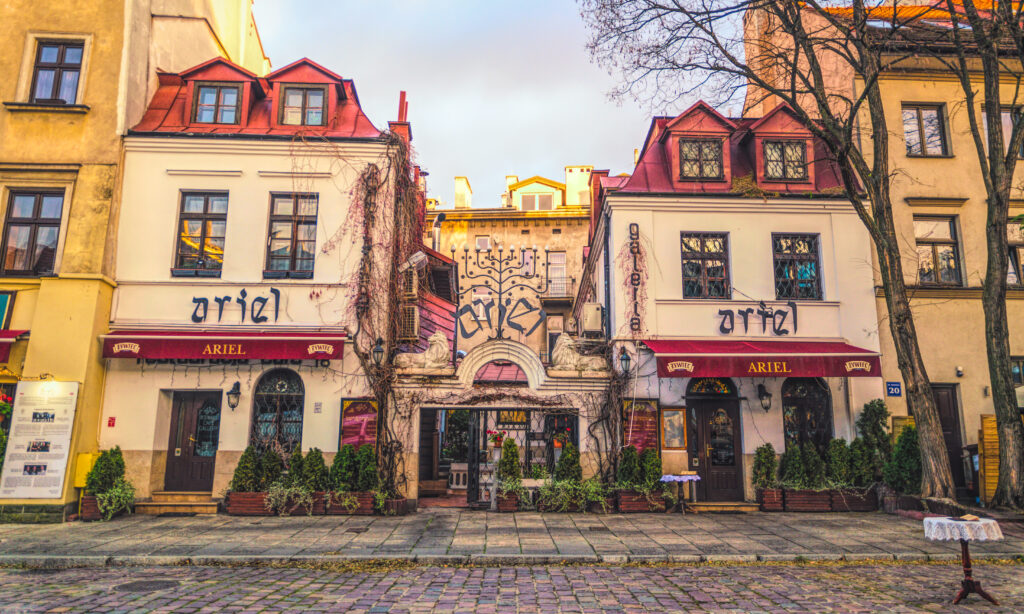 Ariel restaurant in Krakow’s Kazimierz district, known for its traditional Jewish cuisine and historic interior.